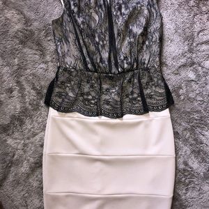 Cute lace and bodycon dress.